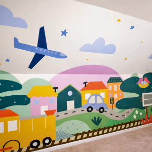 Custom mural and woodwork installation